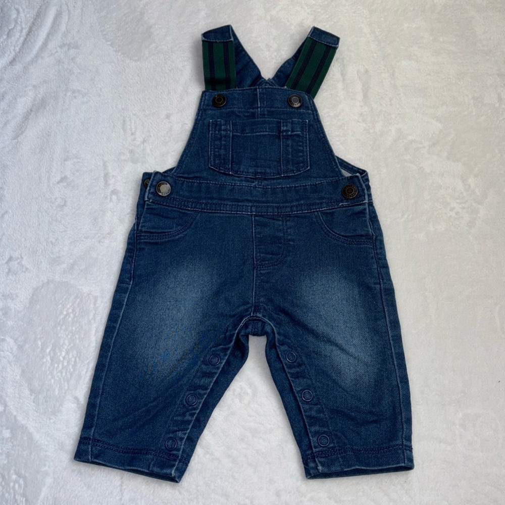 George denim blue 0-3 month overalls